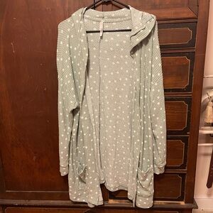 LuLaRoe Sage Green Polka Dot Open Cardigan/Robe